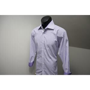 English Laundry Dress Shirt Plaid Flip Cuff Long Sleeve Mens 16 32/33 Large